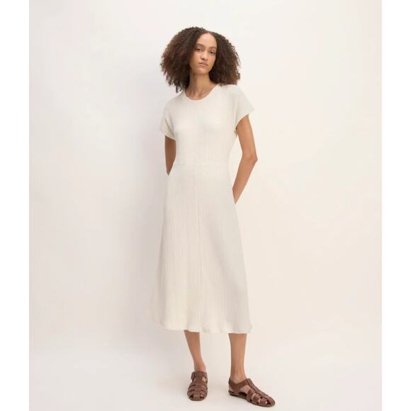 Everlane Dresses & Skirts - Everlane The Rib Knit Cap Sleeve Midi Dress In Bone Size XXS